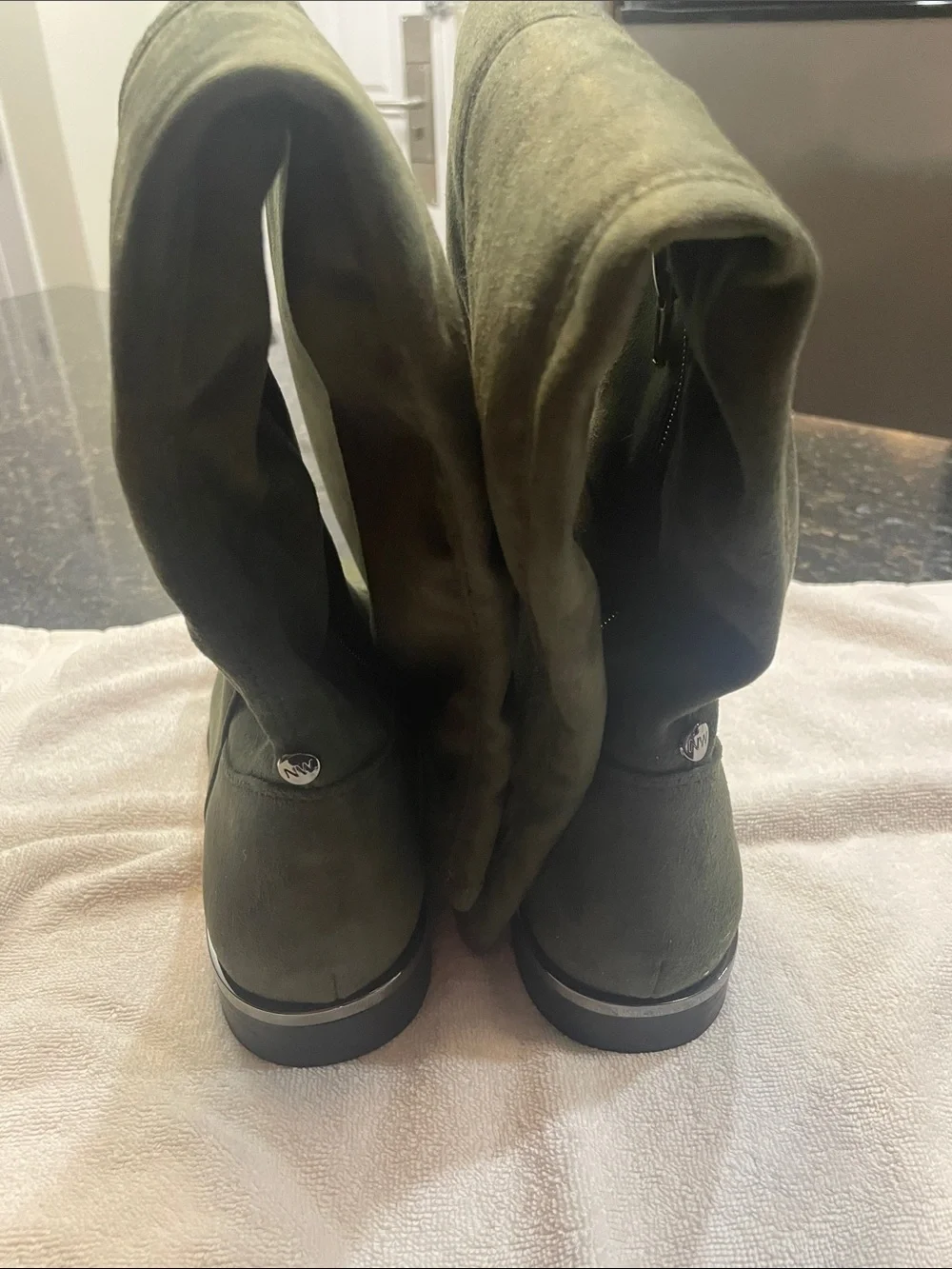 Nine West Olive Green Women's Suede Mid-Calf Boots